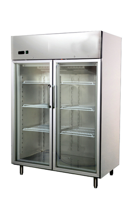 Ανοξείδωτο κατακόρυφα δύο ψυγεία 1200L, 1400x890x2050 πορτών γυαλιού