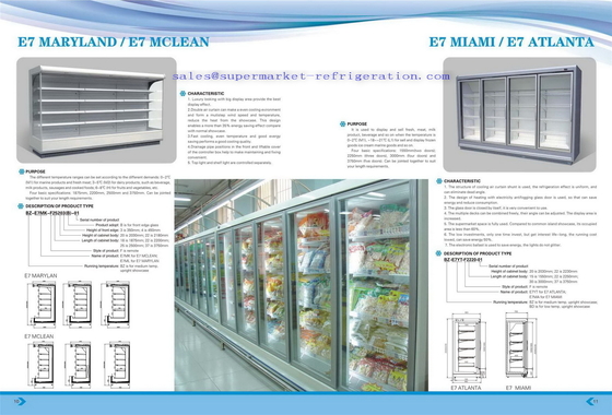 Μακρινά ψυγεία Multideck ανοικτών γεφυρών με το χαμηλό μέτωπο - Μέρυλαντ (πλάτος 1120mm)