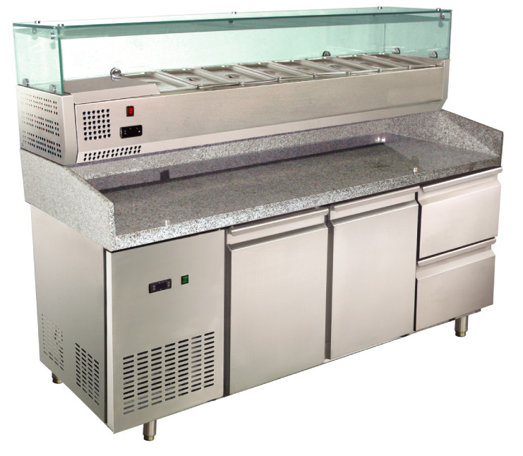 Countertop γρανίτη η προσιτότητα περίπτωσης πιτσών στον ψυκτήρα ψυγείων με προετοιμάζει τη μονάδα, 380L+65L